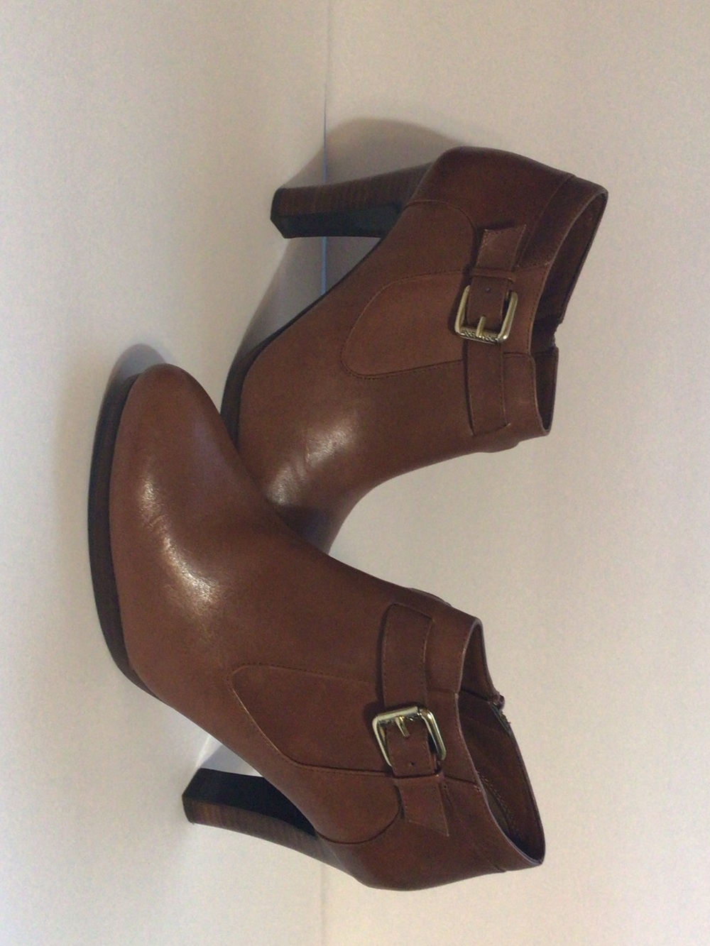 Ralph Lauren Brown Leather Buckle Ankle Booties